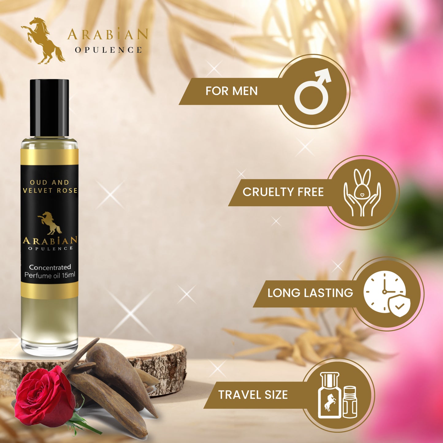 FR288 OUD AND VELVET ROSE - Perfume Body Oil - Alcohol Free