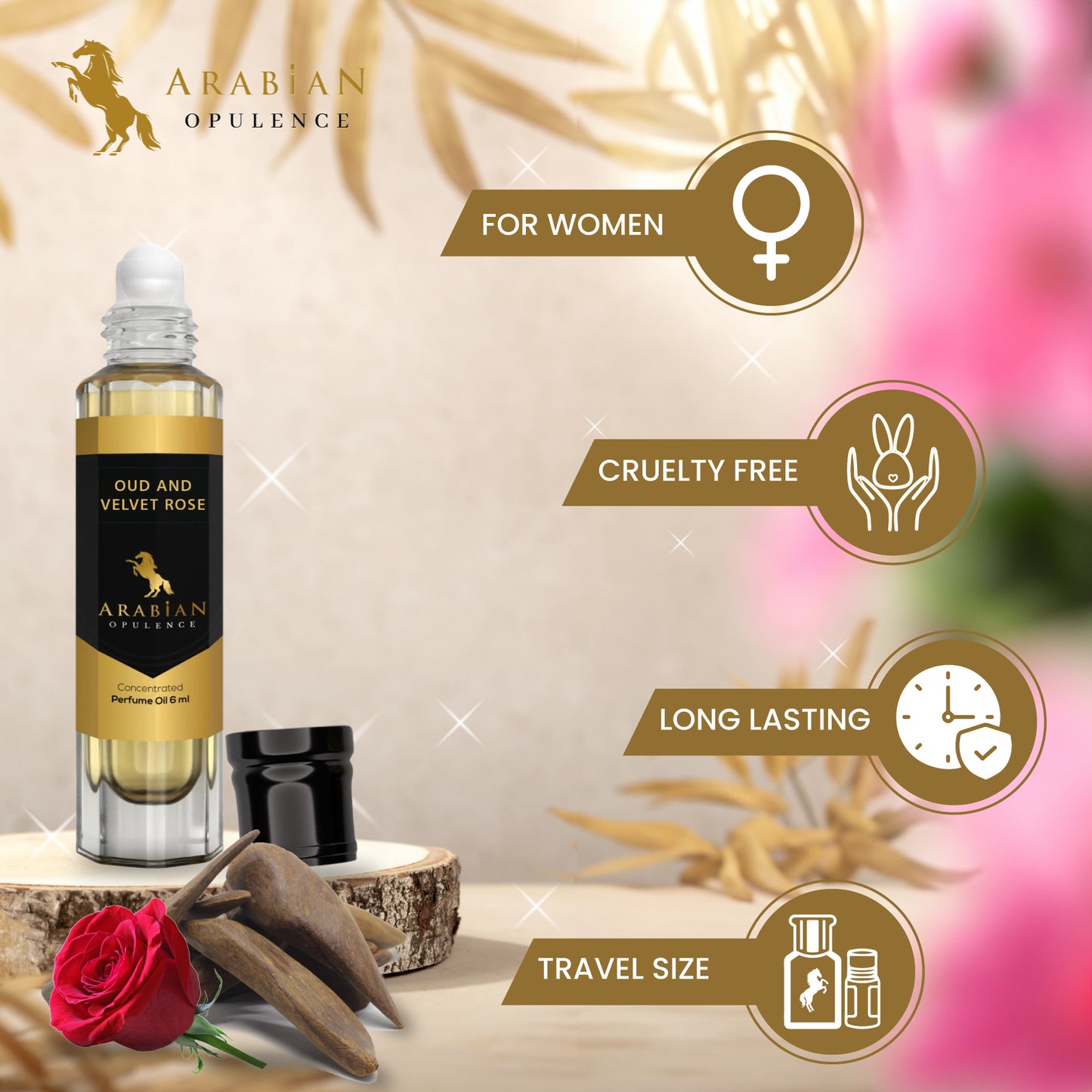 FR288 OUD AND VELVET ROSE - Perfume Body Oil - Alcohol Free